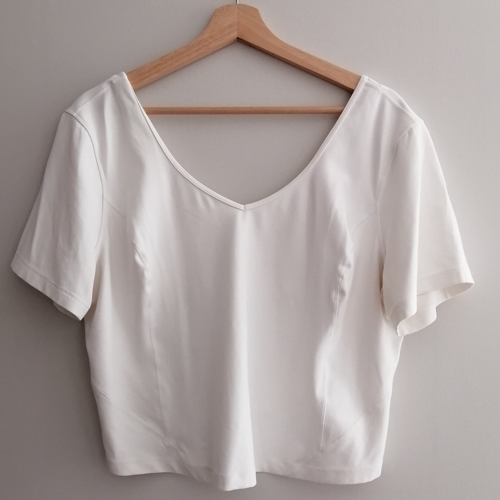 Lululemon Align T-shirt Short Sleeve Cropped White Top Size XL